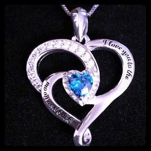 SS Blue Topaz CZ Heart Pendant